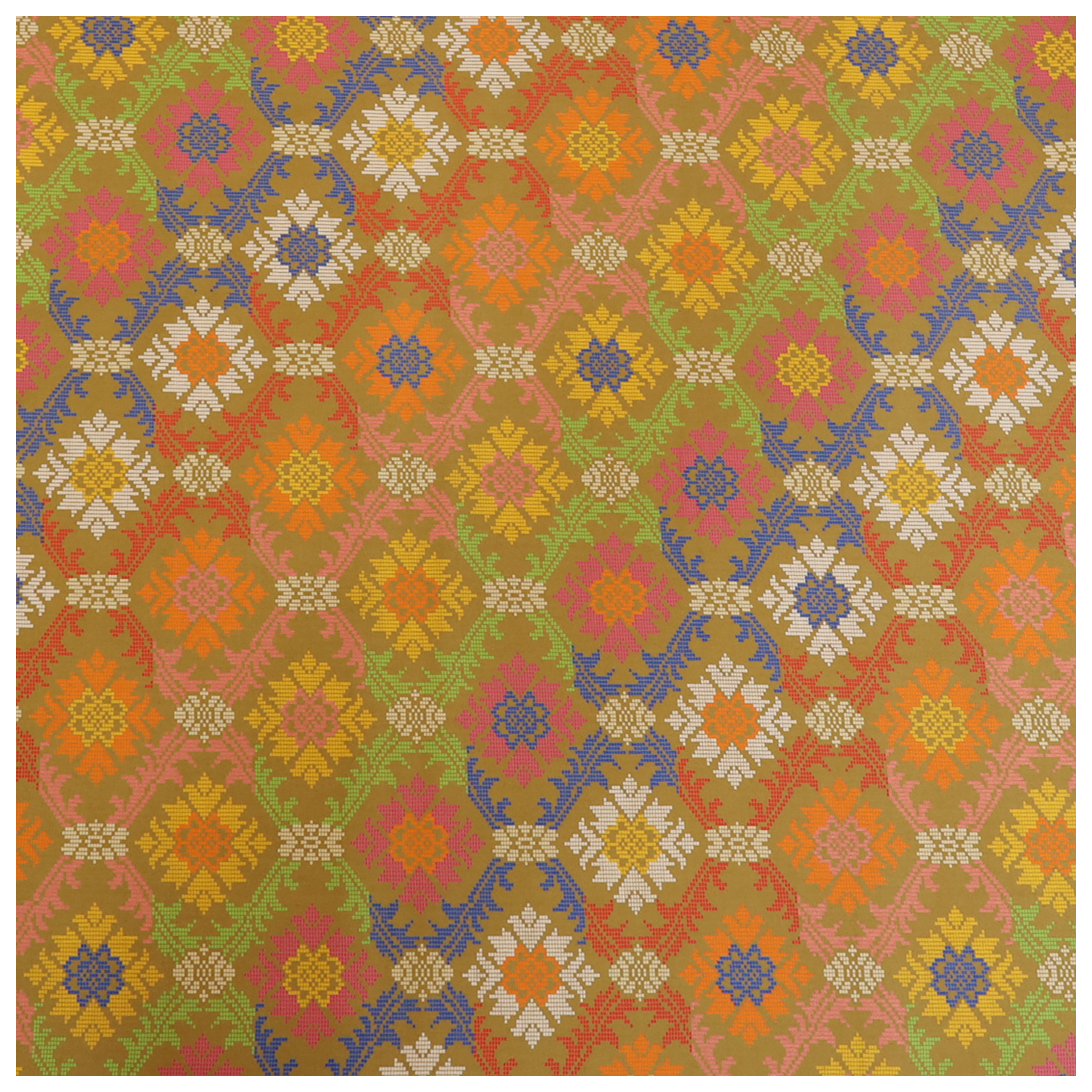 SWISS COTTON SILK PRINTED 44 SONGKET DESIGN