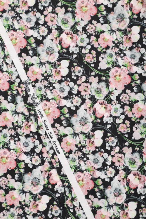 SWISS COTTON PRINTED-FLOWER DESIGN - P/METER